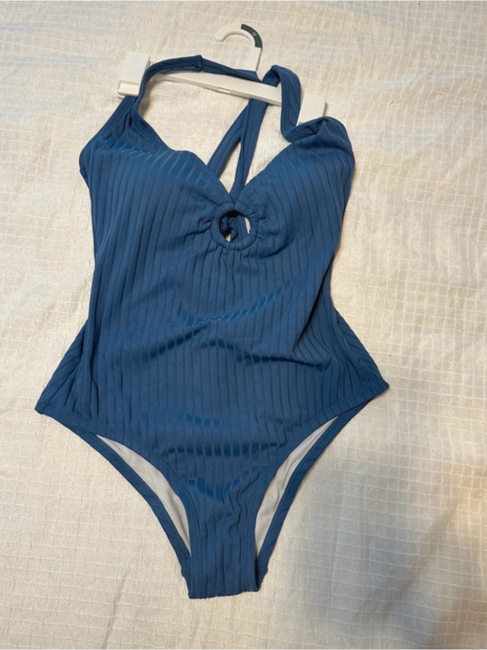 Kona Sol Blue Ribbed One-Piece Swimsuit